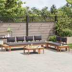 vidaXL Ensemble de banc de jardin avec coussin 5 Pièces Marron et gris