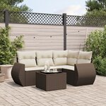 vidaXL Salon de jardin avec coussins 5 Pièces marron résine tressée
