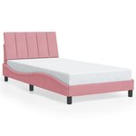 vidaXL Cadre de lit avec LED sans matelas Hanko rose 100x200 cm velours