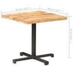 vidaXL Table de bistro Carrée 80x80x75 cm Bois de manguier brut