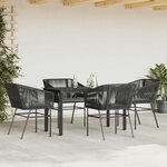 vidaXL Ensemble à manger de jardin et coussins 5 Pièces noir rotin verre