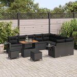 vidaXL Ensemble de canapé de jardin 12 Pièces Noir polyrotin