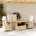 vidaXL Ensemble à manger de jardin coussins 4 Pièces beige résine tressée