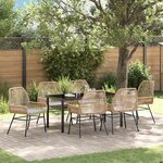 vidaXL Ensemble de salle à manger pour jardin 7 Pièces Marron polyrotin