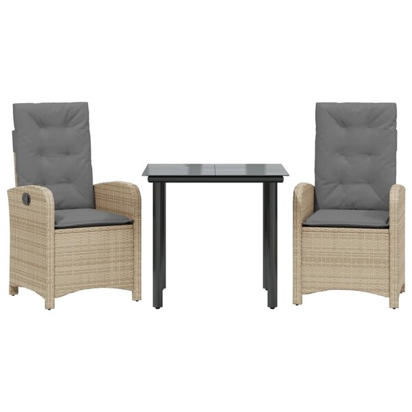 vidaXL Ensemble à manger de jardin et coussins 3 Pièces mélange beige