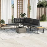 vidaXL Salon de jardin avec coussins 2Pièces gris résine tressée et verre