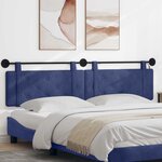 vidaXL Tête de lit suspendue Avec lumière LED Bleu police Velours