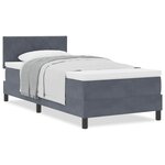 Lit box spring vidaXL avec matelas gris foncé en velours simple