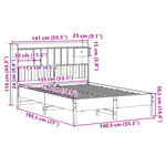 vidaXL Lit bibliothèque sans matelas blanc 135x190 cm bois pin massif