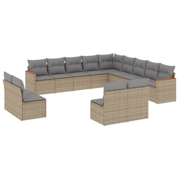 vidaXL Salon de jardin et coussins 13 Pièces mélange beige résine tressée
