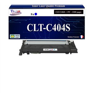 T3AZUR - Toner compatible avec Samsung CLT-C404 pour Samsung Xpress C430 C430W C480 C480FN C480FW C480W C483W - Cyan