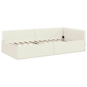 vidaXL Cadre de lit d'angle Crème 90 cm x 190 cm tissu