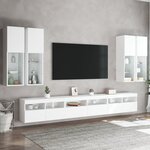 vidaXL Ensemble de meubles TV muraux 7 Pièces avec lumières LED blanc