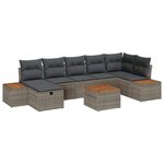 vidaXL Ensemble de canapé de jardin avec coussin 8 Pièces Gris Poly rotin