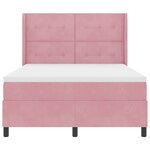 vidaXL Lit à ressorts avec bandes LED Rose 140 x 190 cm Velours
