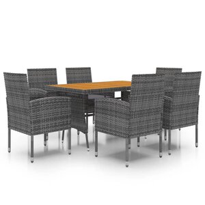 vidaXL Mobilier à dîner d'extérieur 7 Pièces Résine tressée Gris