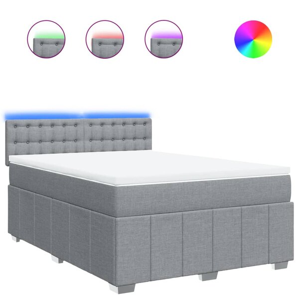 vidaXL Sommier à lattes de lit avec matelas Gris clair 140x200cm Tissu