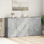 vidaXL Buffets 2 Pièces gris béton 79x38x80 cm bois d'ingénierie