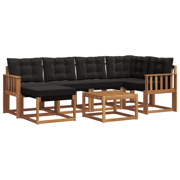 vidaXL Ensemble de canapés d'extérieur 7 pc Naturel et Noir