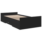 vidaXL Cadre de lit avec tiroirs noir 90x190 cm bois d'ingénierie