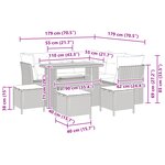 Ensemble de Canapé de Jardin 9 Pièces avec Coussins Beige Poly Rattan Acacia