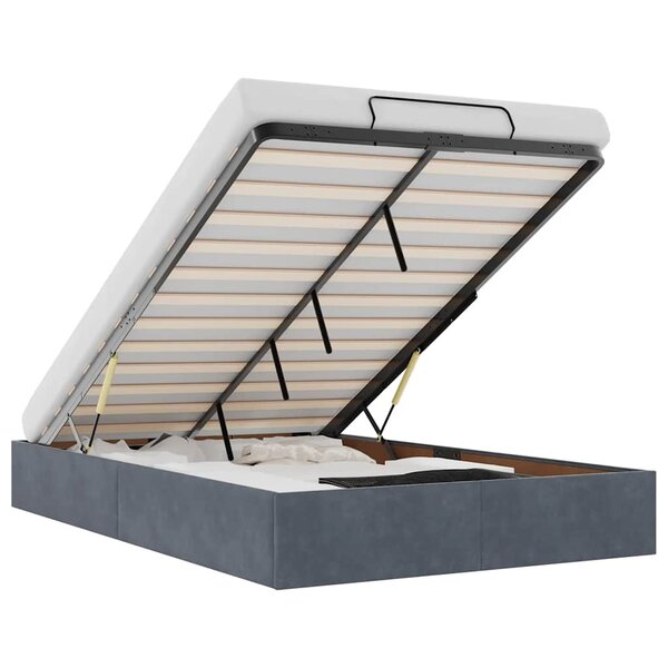 vidaXL Cadre de lit ottoman sans matelas gris foncé 120x190 cm velours