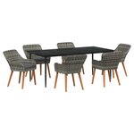 vidaXL Ensemble de Salle à Manger de Jardin 7 Pièces Gris Poly Rattan