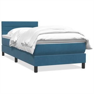 vidaXL Sommier à lattes de lit et matelas bleu foncé 80x220 cm velours