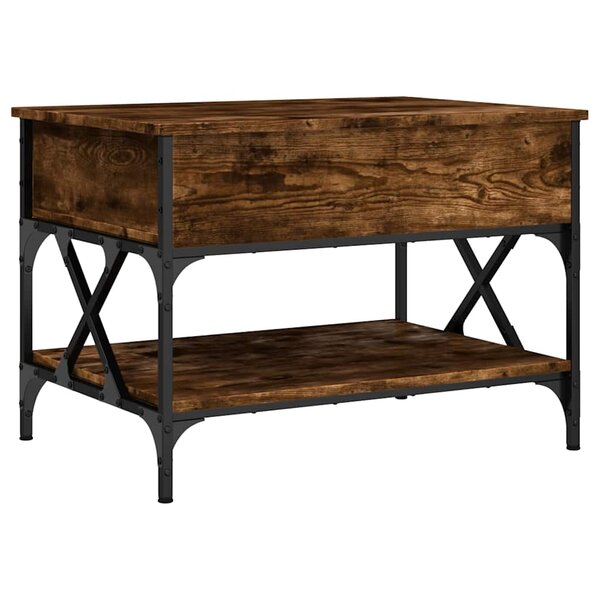 vidaXL Table basse chêne fumé 70x50x50 cm bois d'ingénierie et métal