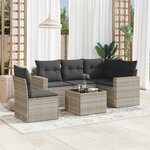 vidaXL Salon de jardin 6 Pièces avec coussins gris clair résine tressée