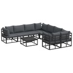 vidaXL Ensemble de canapé de jardin 9 pc Noir Acier