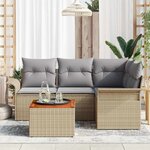 vidaXL Ensemble de canapé de jardin 5 Pièces Beige et Gris clair
