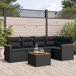 vidaXL Salon de jardin 6 Pièces avec coussins noir résine tressée