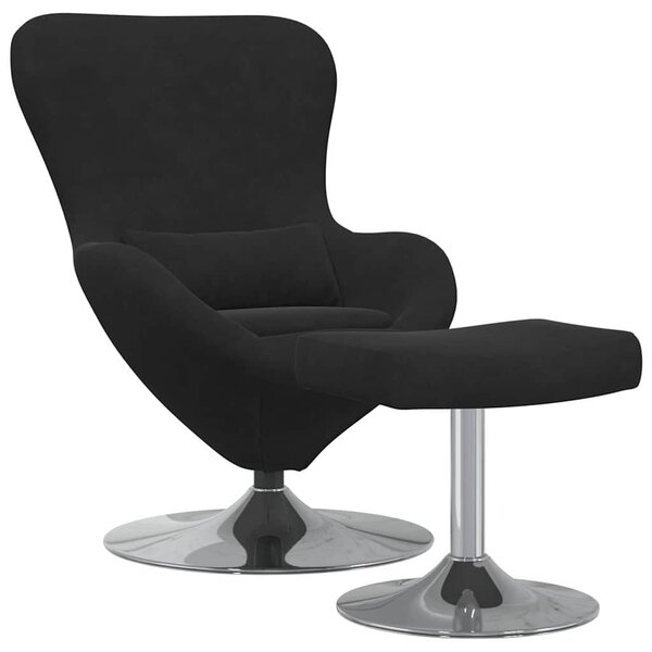 vidaXL Chaise Œuf avec Pouf Noir 63 x 73 x 90 cm Velours