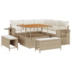 Ensemble de 8 Pièces de Canapés de Jardin avec Coussins Beige Poly Rattan Acacia