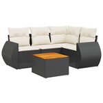 vidaXL Salon de jardin 5 Pièces avec coussins noir résine tressée