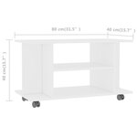 vidaXL Meuble TV avec roulettes blanc 80x40x45 cm bois d'ingénierie