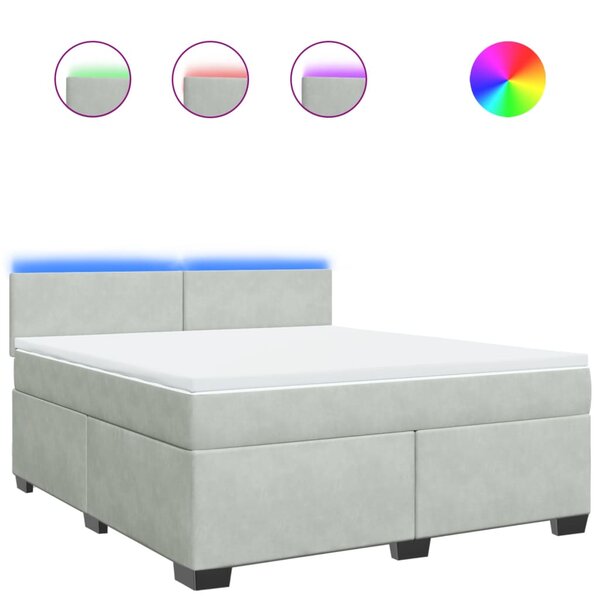 vidaXL Sommier à lattes de lit et matelas Gris clair 180x200cm Velours