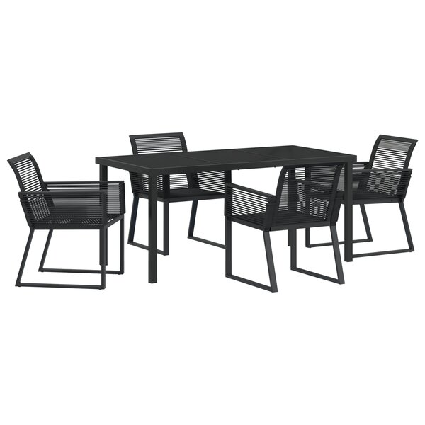 vidaXL Ensemble de salle à manger de jardin 5 pièces noir en rotin poly