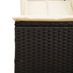 vidaXL Chaise longue double avec toit et rideaux noir résine tressée