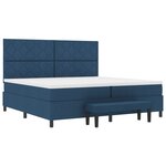 vidaXL Lit à ressort avec matelas et banc bleu 200x200 cm en tissu
