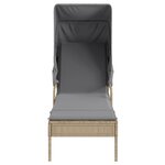 vidaXL Chaise longue avec auvent et table beige résine tressée
