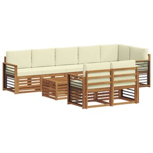 vidaXL Ensemble de canapés d'extérieur 9 pc Naturel et Crème Polyester
