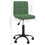 vidaXL Chaise pivotante de bureau Vert foncé Velours