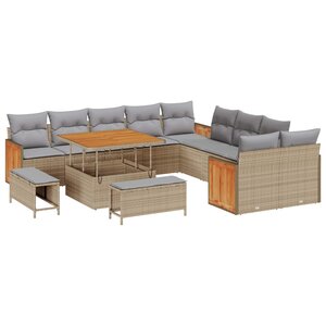 vidaXL Ensemble de canapé de jardin 13 Pièces Beige et Gris clair
