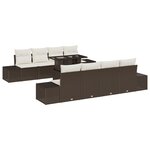 vidaXL Ensemble de canapé de jardin 9 pièces avec coussins Marron Rotin Synthétique
