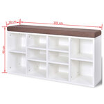 Banc banquette 103 x 30 x 48 cm de rangement à chaussures 10 compartiments blanc 02_0021239