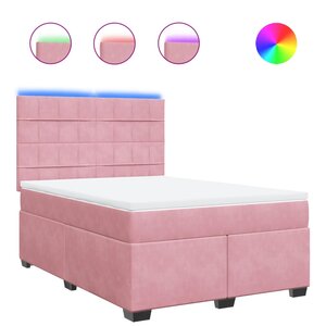 vidaXL Sommier à lattes de lit avec matelas Rose 160x200 cm Velours