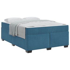 vidaXL Cadre de lit avec matelas Bleu foncé 140 x 200 cm tissu