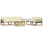 vidaXL Ensemble de canapés d'extérieur 6 pc Blanc et crème